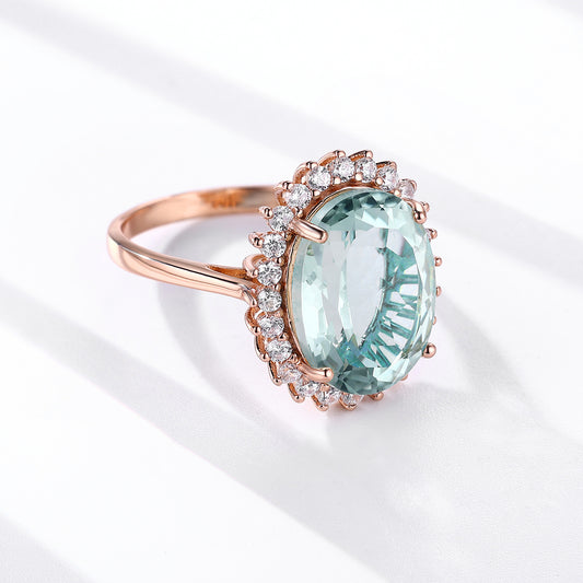 Green Crystal Wedding Ring — 925 Silver for Women