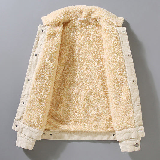 Corduroy Padded Coat — Lamb-Wool Lined, Retro Workwear