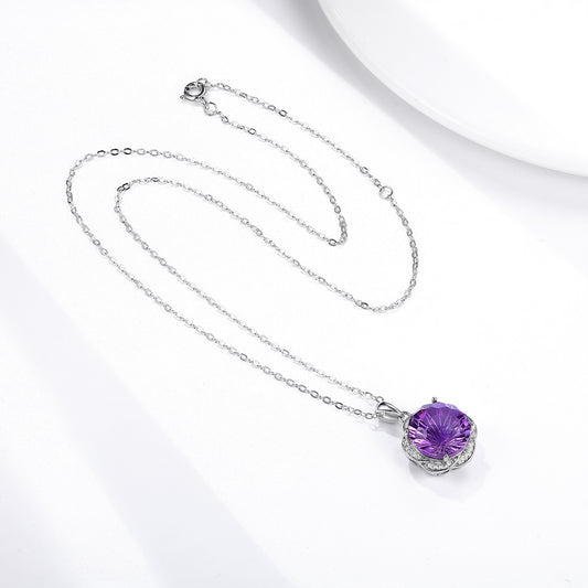 Floral Amethyst Pendant — 925 Silver Luxury Necklace