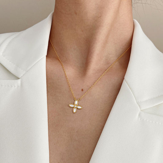 Cross & Emerald Layering Necklace — 925 Silver Dual-Wear