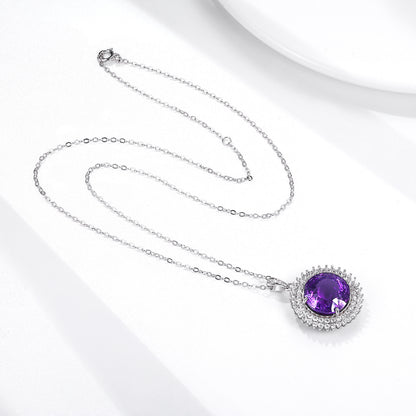 Amethyst Bird's Nest Pendant — 925 Silver Necklace