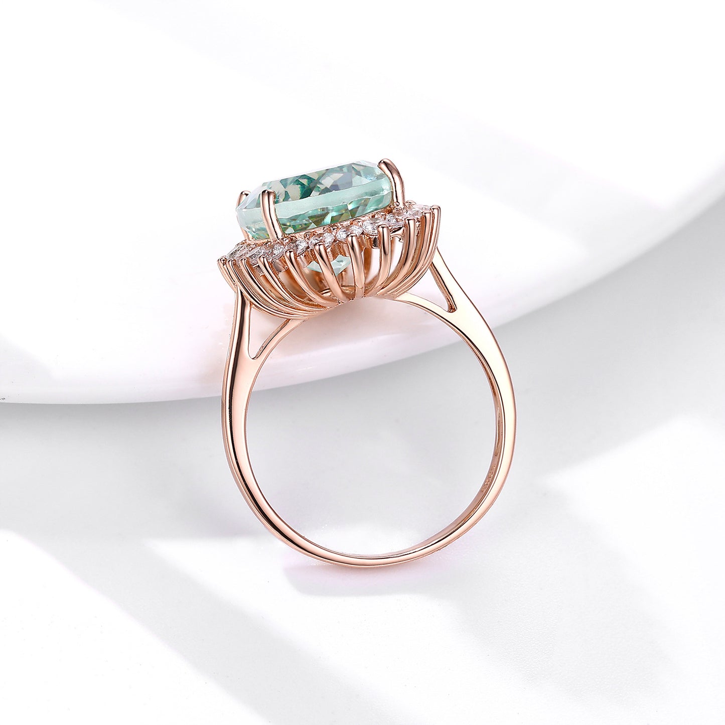 Green Crystal Wedding Ring — 925 Silver for Women