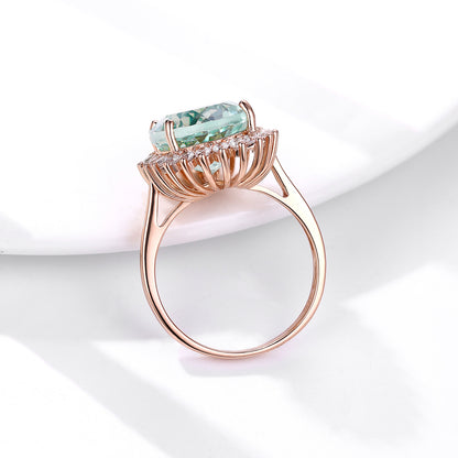 Green Crystal Wedding Ring — 925 Silver for Women