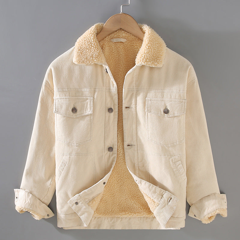 Corduroy Padded Coat — Lamb-Wool Lined, Retro Workwear