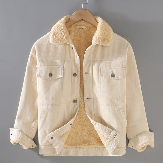 Corduroy Padded Coat — Lamb-Wool Lined, Retro Workwear