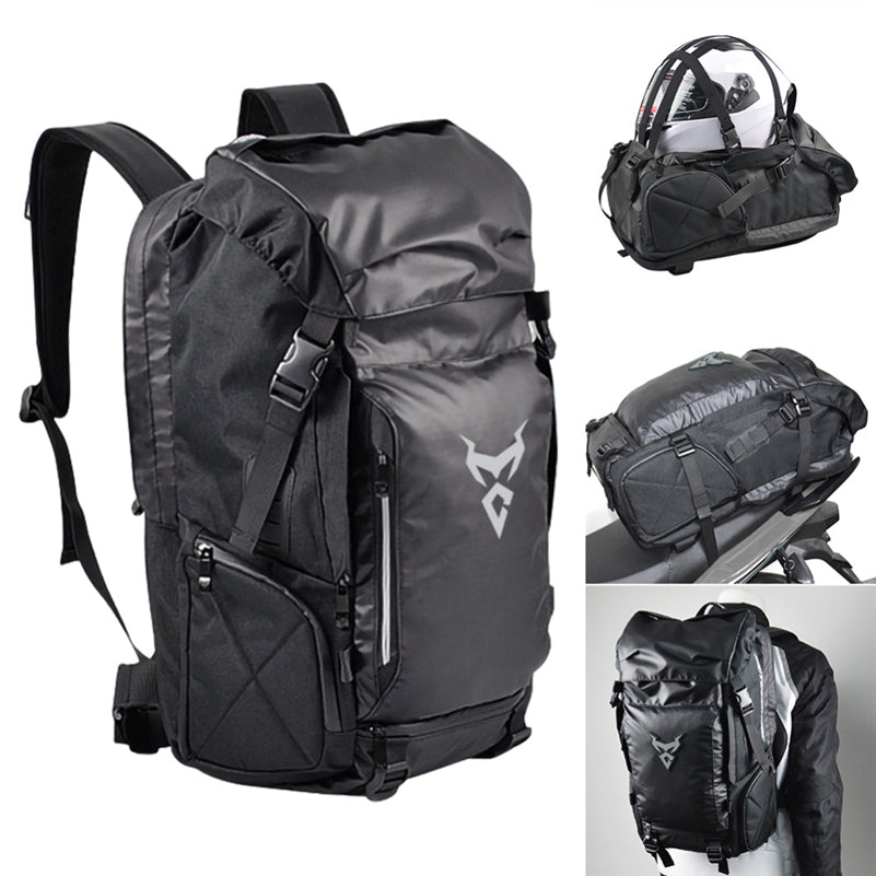 Motorcycle Travel Backpack — Helmet Carrier, 35L