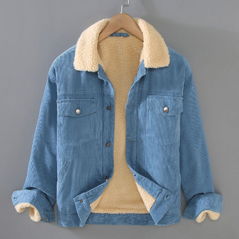 Corduroy Padded Coat — Lamb-Wool Lined, Retro Workwear