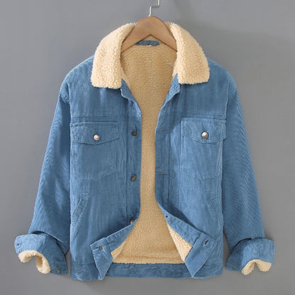 Corduroy Padded Coat — Lamb-Wool Lined, Retro Workwear
