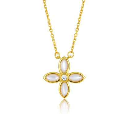 Cross & Emerald Layering Necklace — 925 Silver Dual-Wear