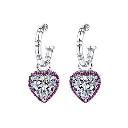 Zircon Heart Stud Earrings — 925 Sterling Silver Everyday