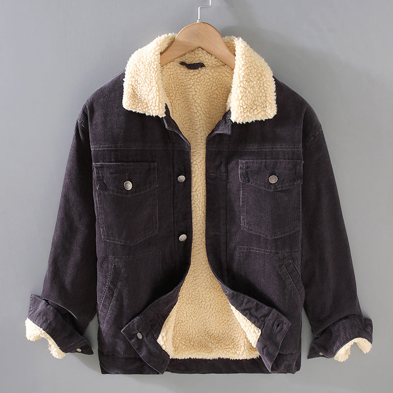 Corduroy Padded Coat — Lamb-Wool Lined, Retro Workwear