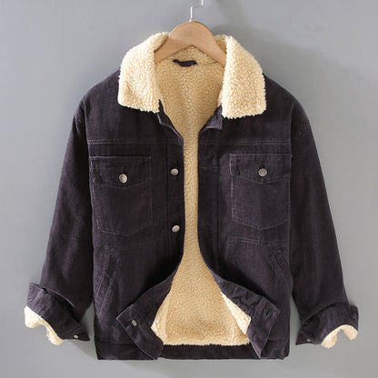 Corduroy Padded Coat — Lamb-Wool Lined, Retro Workwear