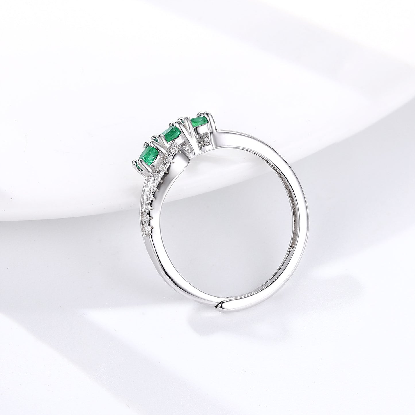 Open Emerald Ring — 925 Silver Adjustable Luxury Band