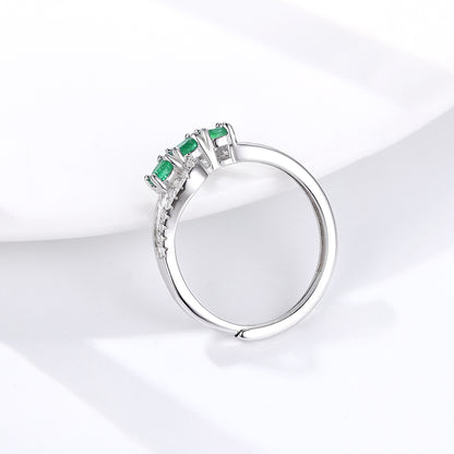 Open Emerald Ring — 925 Silver Adjustable Luxury Band