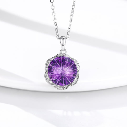Floral Amethyst Pendant — 925 Silver Luxury Necklace