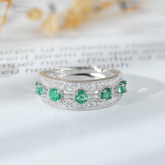 Emerald Row Stackable Ring — Minimalist 925 Silver