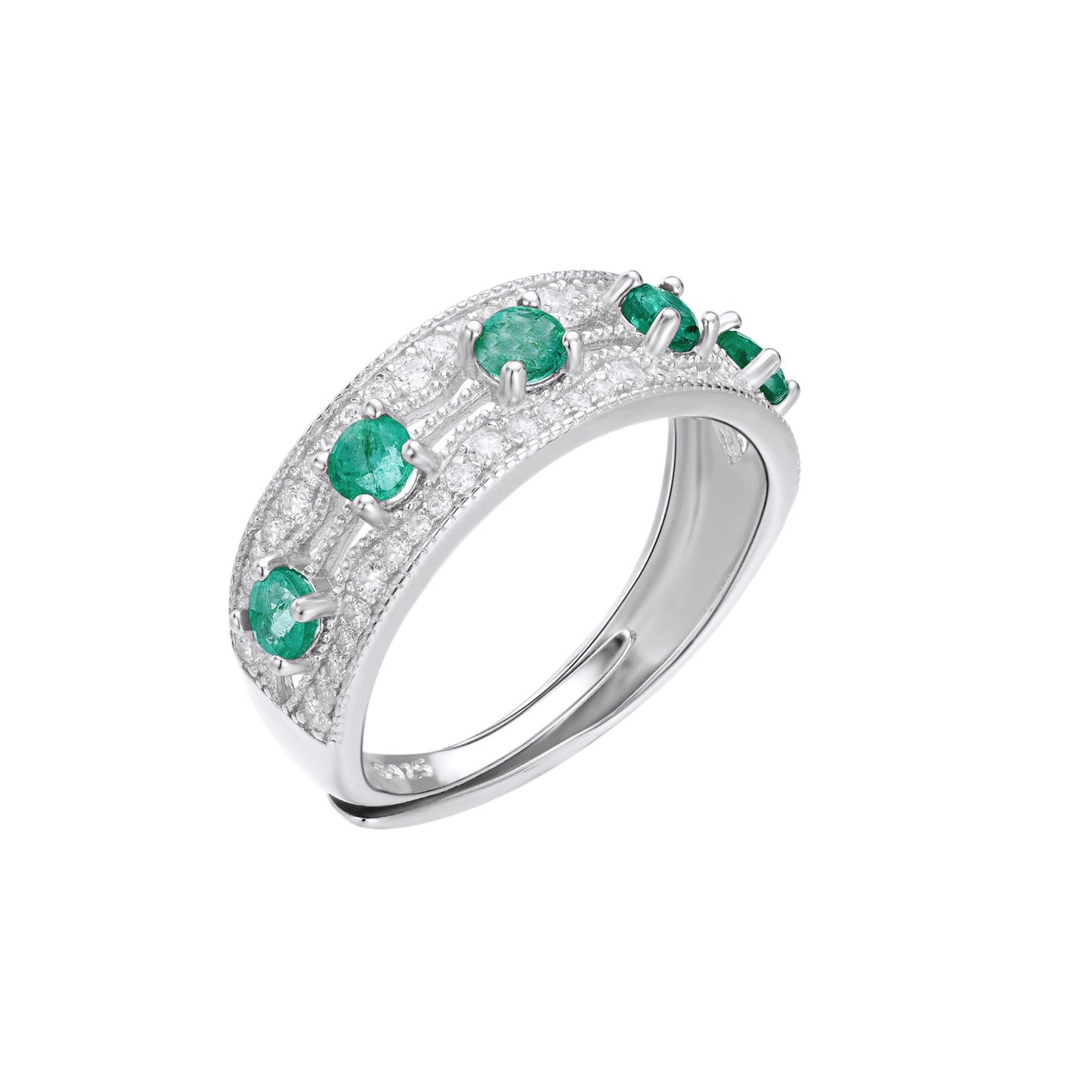 Emerald Row Stackable Ring — Minimalist 925 Silver