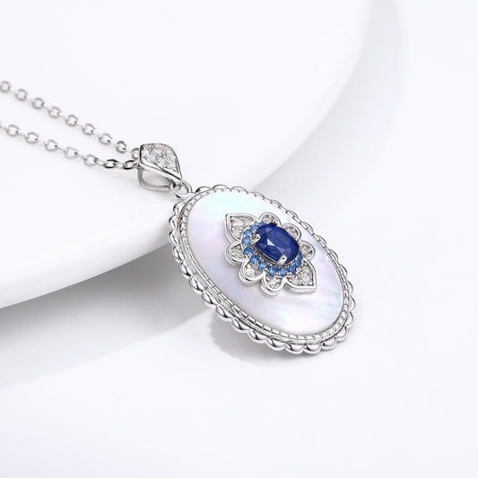 Blue Sapphire Diamond Pendant — 925 Silver Party & Wedding