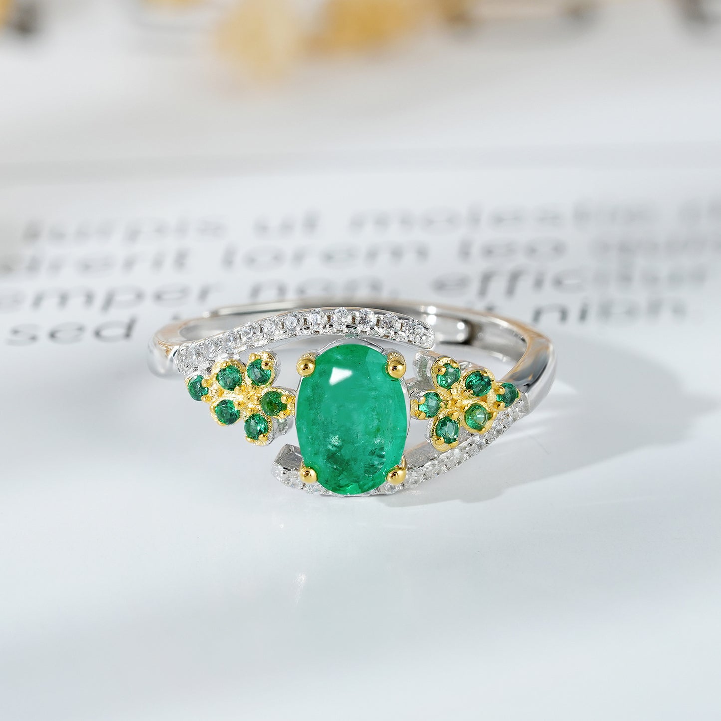 Natural Emerald Statement Ring — 925 Silver Handcrafted