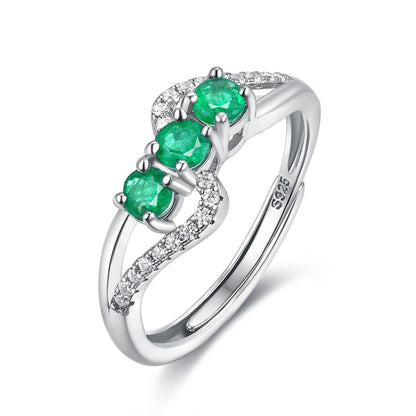 Open Emerald Ring — 925 Silver Adjustable Luxury Band
