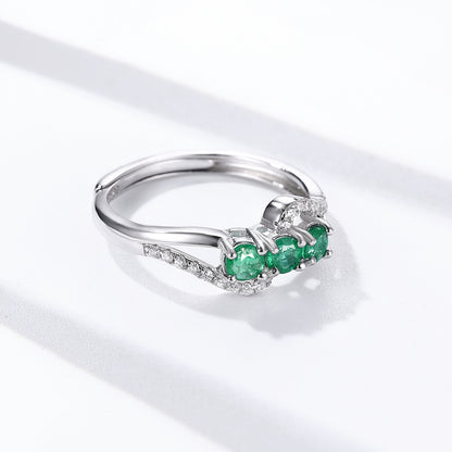 Open Emerald Ring — 925 Silver Adjustable Luxury Band