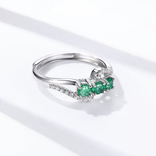 Open Emerald Ring — 925 Silver Adjustable Luxury Band