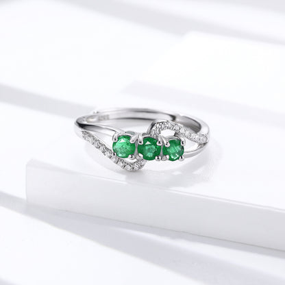 Open Emerald Ring — 925 Silver Adjustable Luxury Band