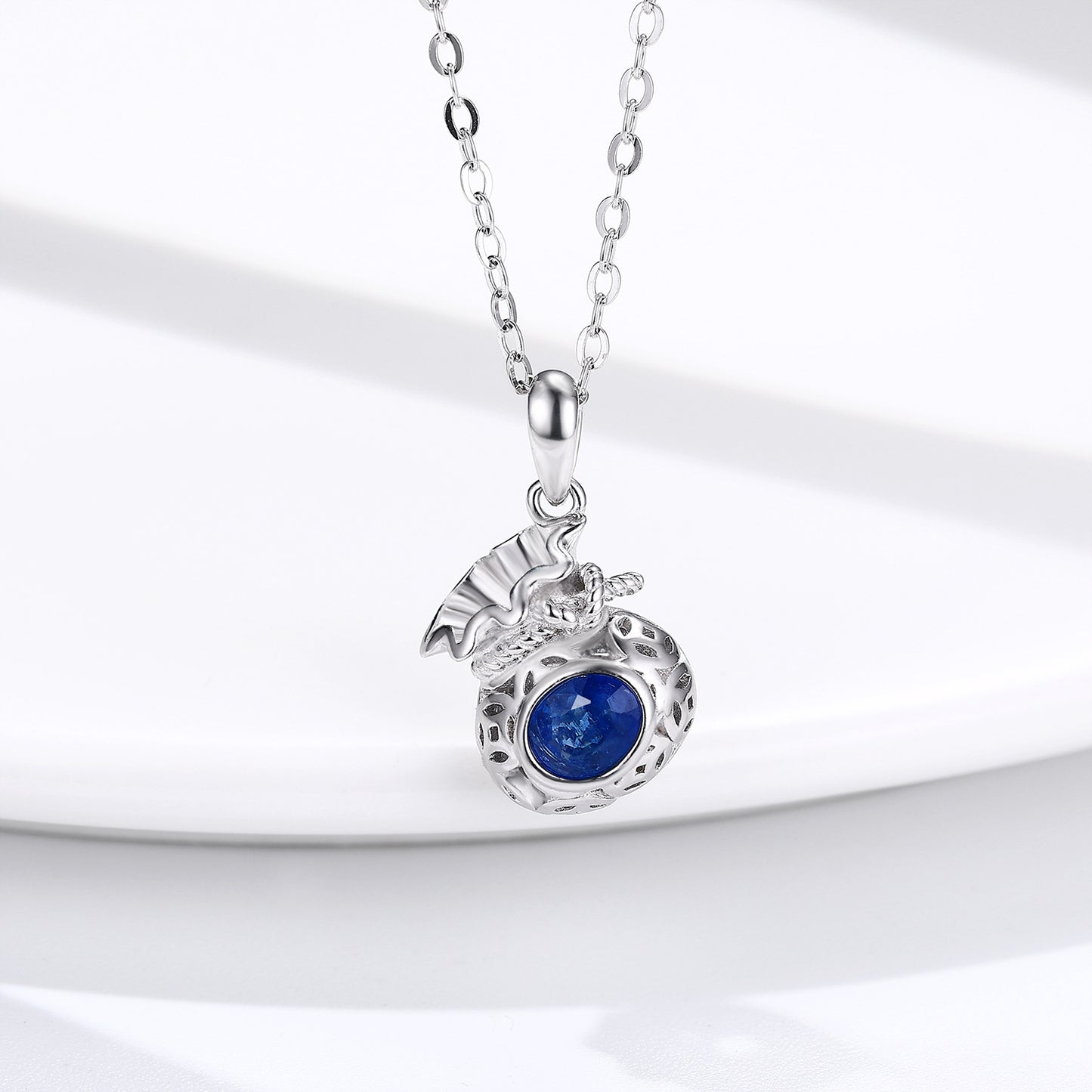 Sapphire Blessing Bag Pendant — 925 Silver Necklace
