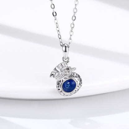 Sapphire Blessing Bag Pendant — 925 Silver Necklace