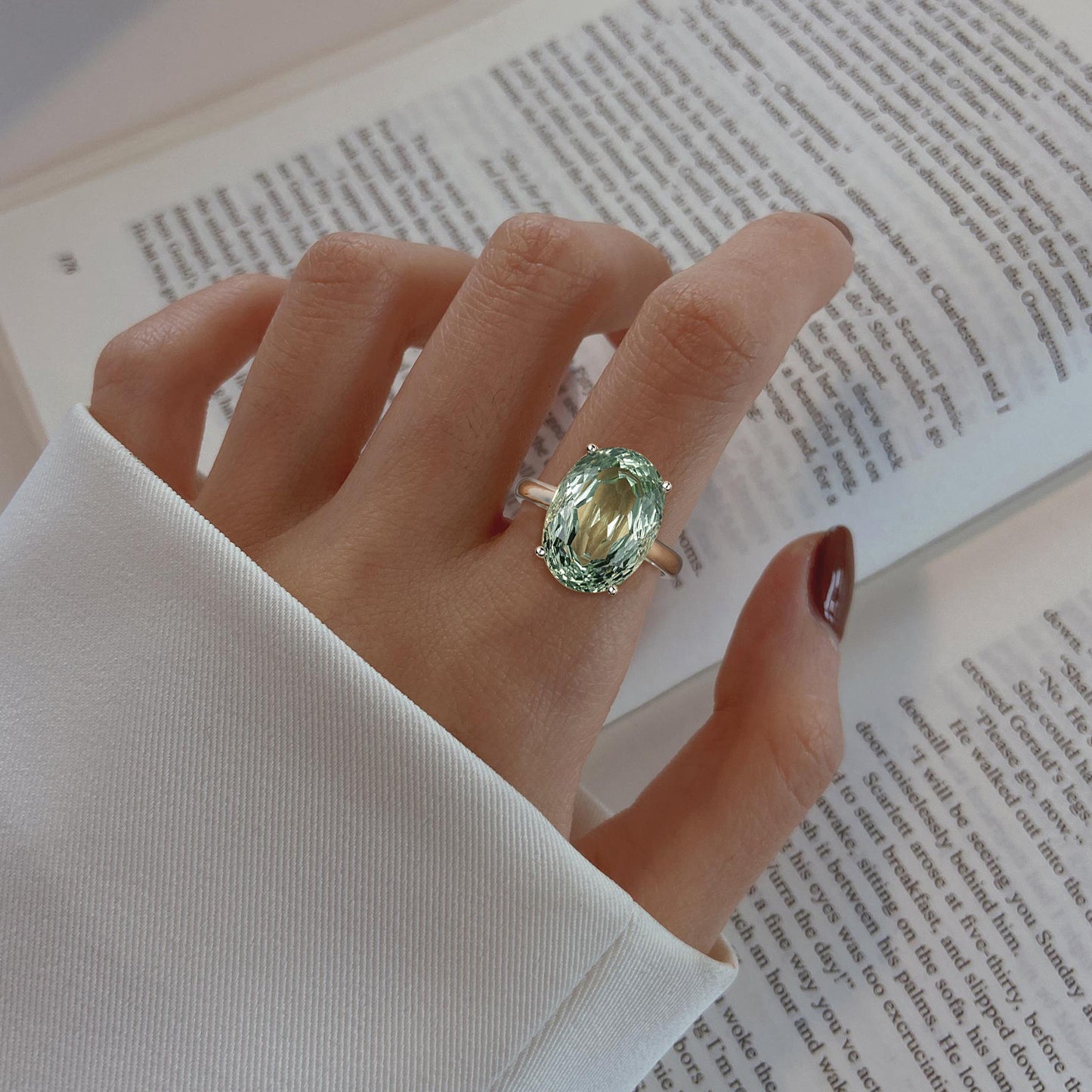 Large Amethyst Statement Ring — 925 Silver Retro Gemstone