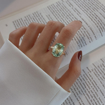 Large Amethyst Statement Ring — 925 Silver Retro Gemstone
