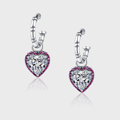 Zircon Heart Stud Earrings — 925 Sterling Silver Everyday