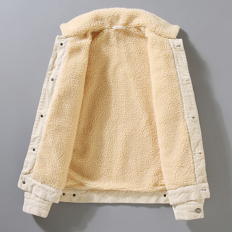 Corduroy Padded Coat — Lamb-Wool Lined, Retro Workwear