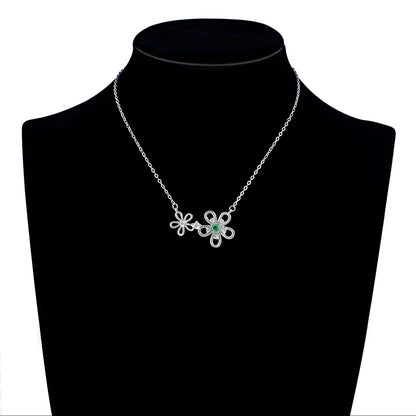 Vintage Emerald Pendant — 925 Silver Collar Necklace