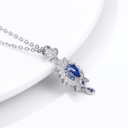 Floral Sapphire Pendant — 925 Silver Luxury Necklace