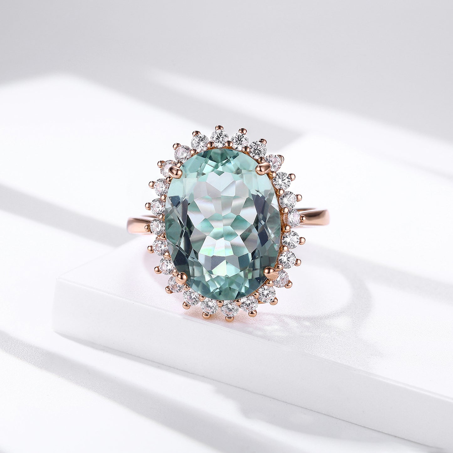 Green Crystal Wedding Ring — 925 Silver for Women