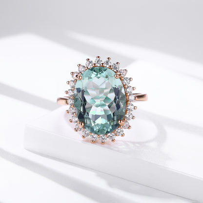Green Crystal Wedding Ring — 925 Silver for Women