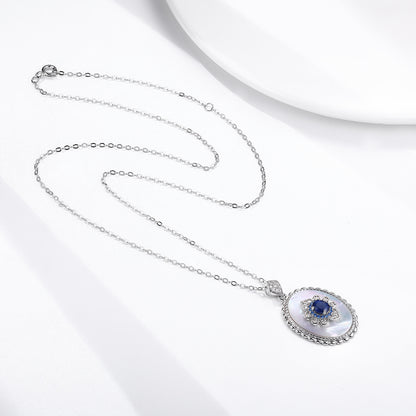 Blue Sapphire Diamond Pendant — 925 Silver Party & Wedding