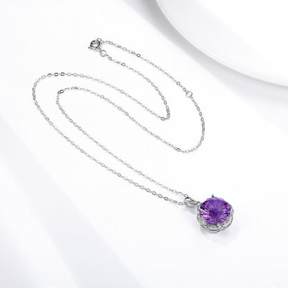Floral Amethyst Pendant — 925 Silver Luxury Necklace