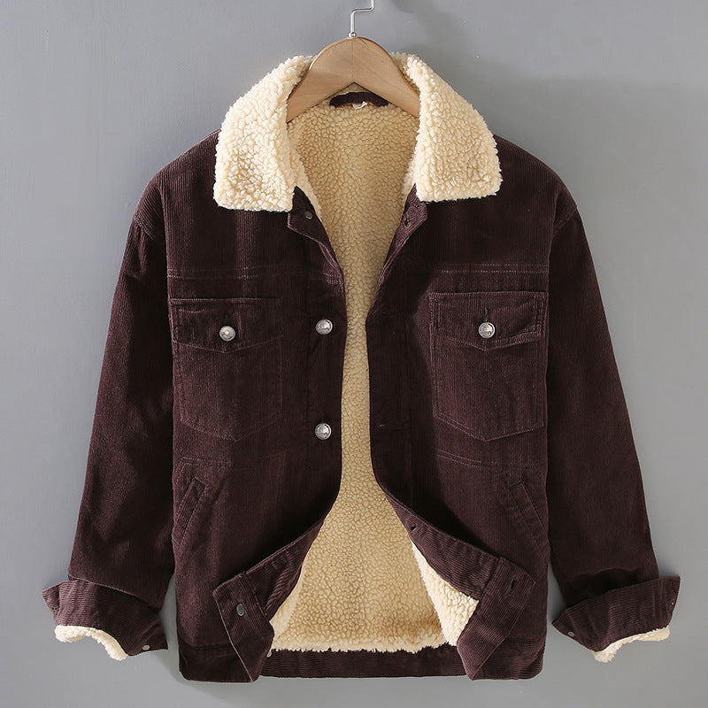 Corduroy Padded Coat — Lamb-Wool Lined, Retro Workwear