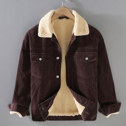 Corduroy Padded Coat — Lamb-Wool Lined, Retro Workwear