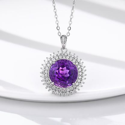 Amethyst Bird's Nest Pendant — 925 Silver Necklace