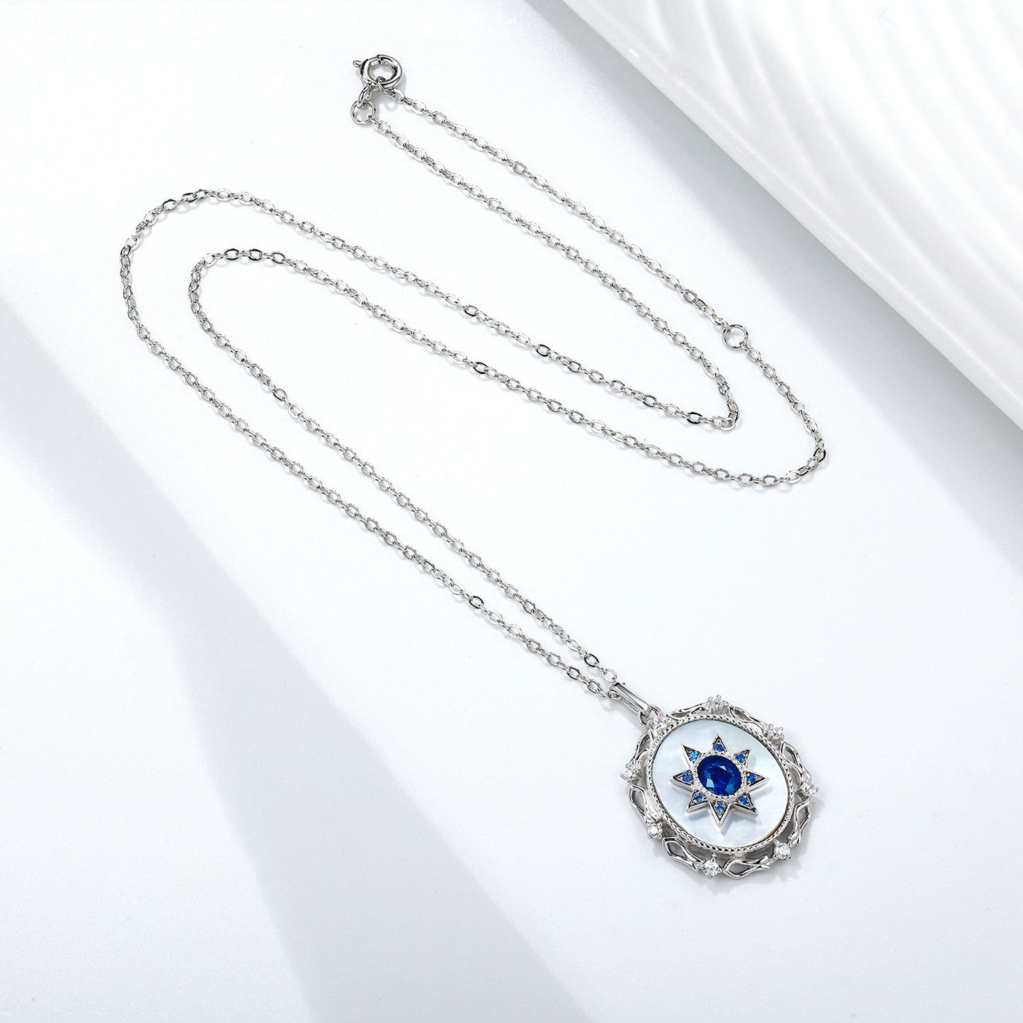 Dainty Sapphire Pendant — 925 Silver Everyday Necklace