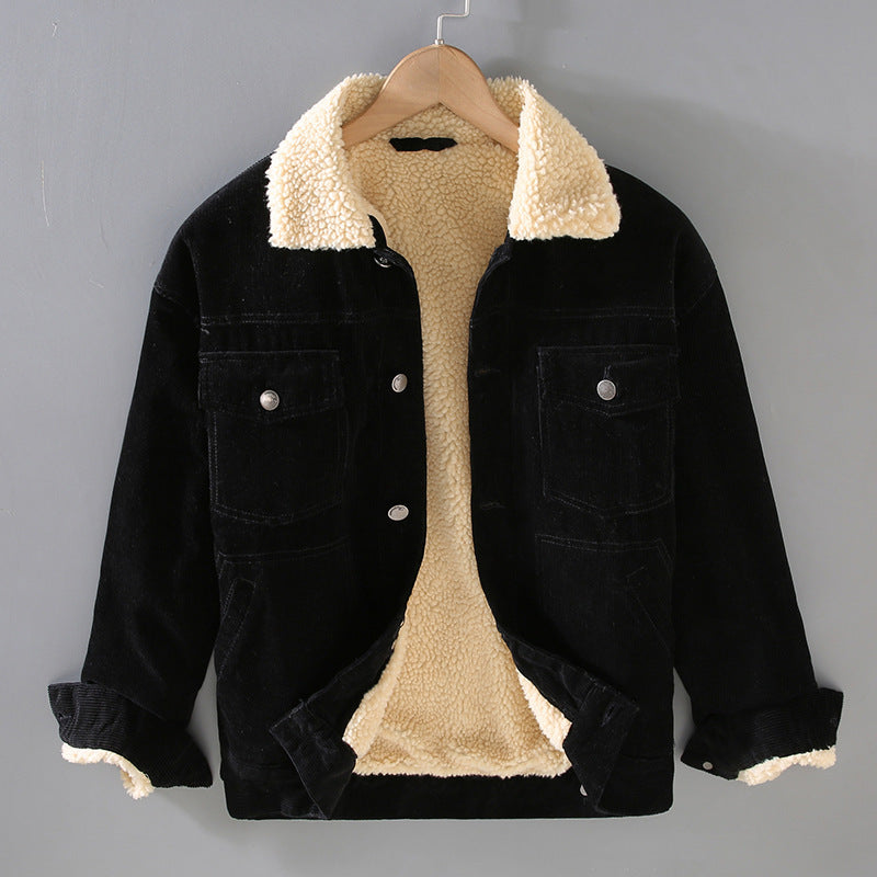 Corduroy Padded Coat — Lamb-Wool Lined, Retro Workwear