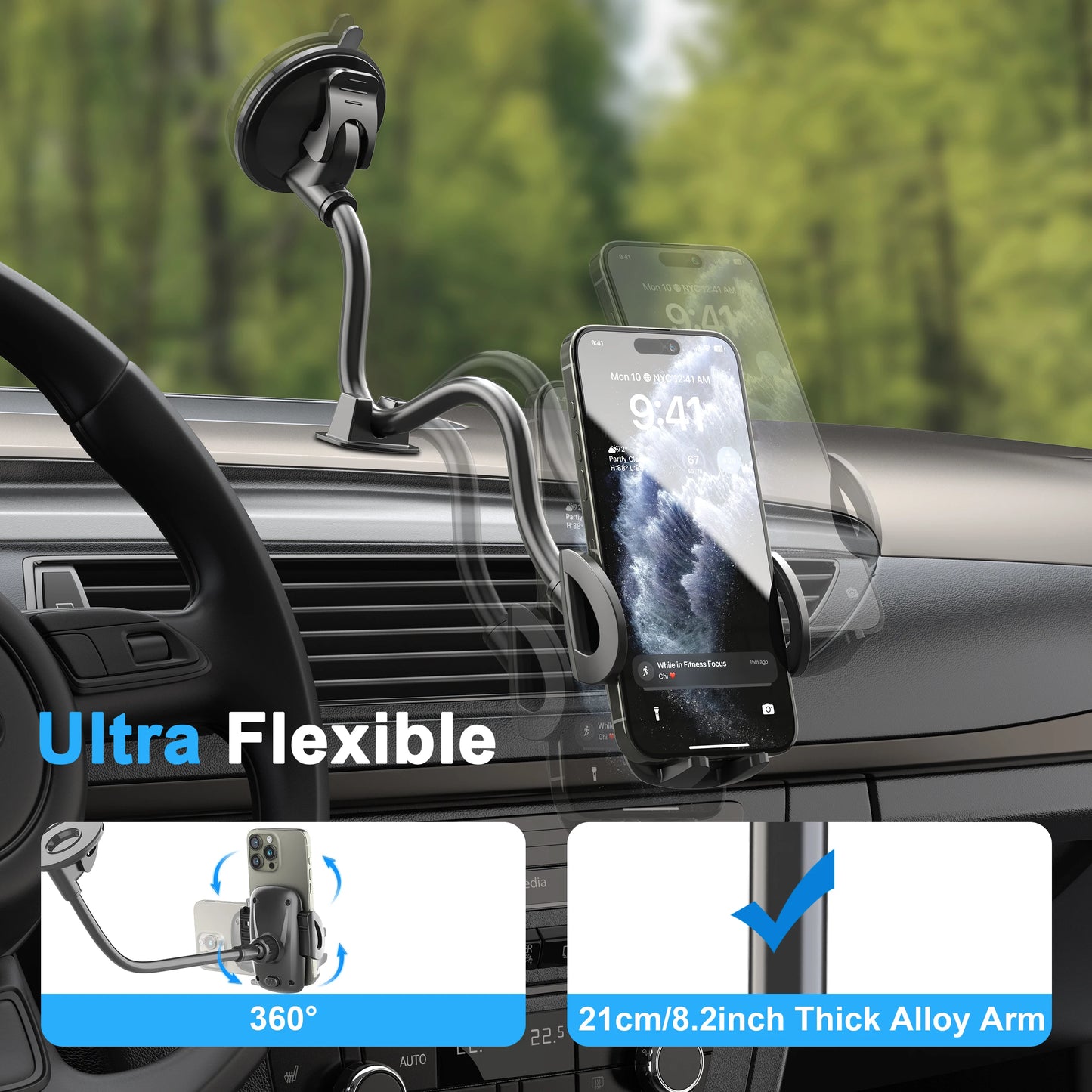 Gooseneck Phone Mount — 11.8" Anti-Shake, Car & Truck