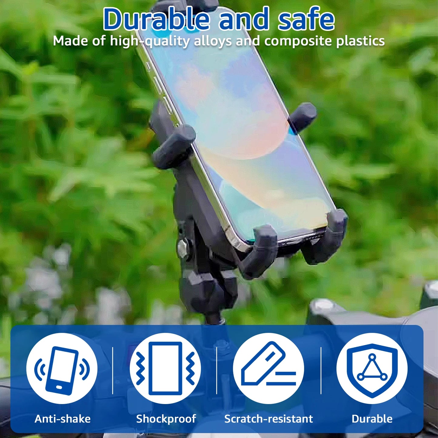 Motorcycle Phone Mount — 1s Quick-Release, Anti-Vibration
