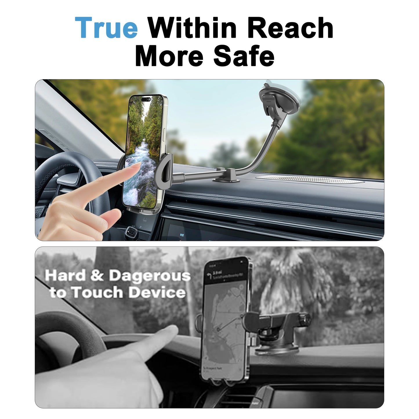 Gooseneck Phone Mount — 11.8" Anti-Shake, Car & Truck
