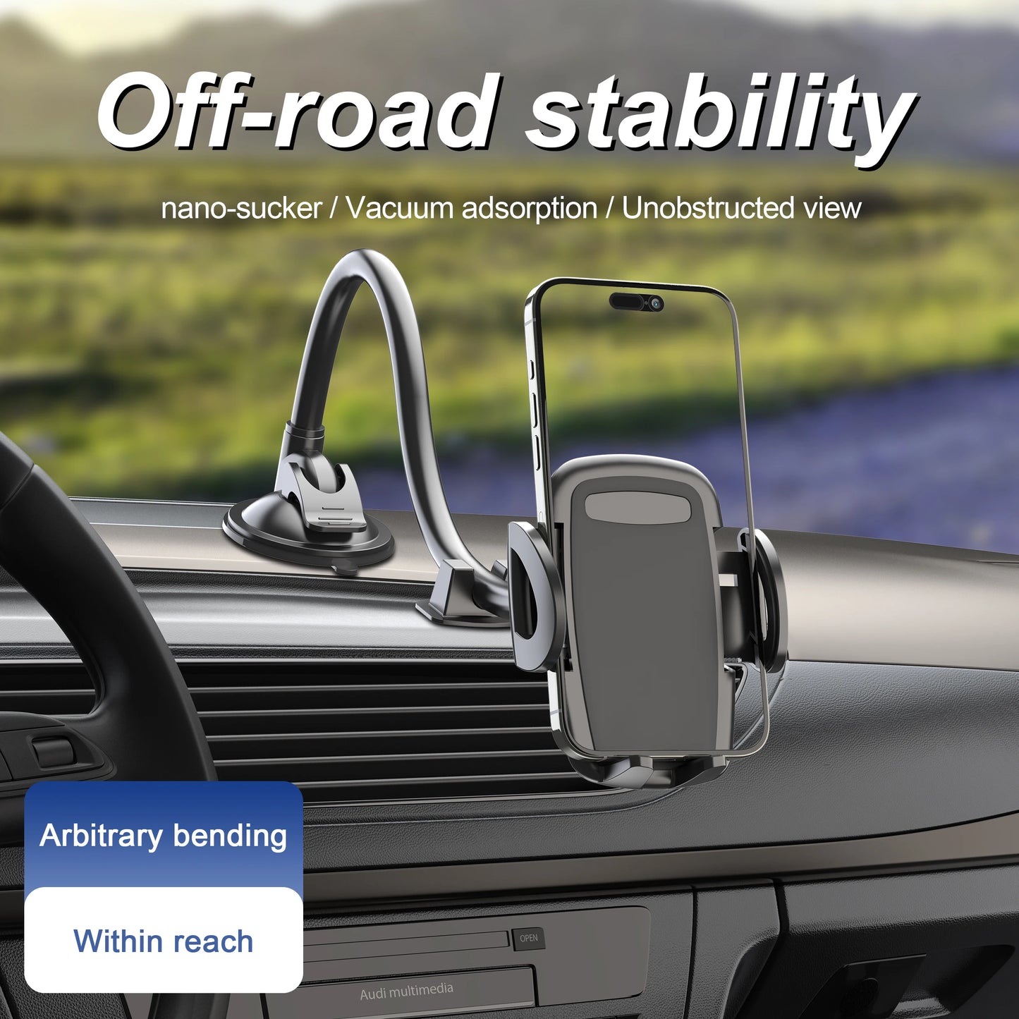 Gooseneck Phone Mount — 11.8" Anti-Shake, Car & Truck