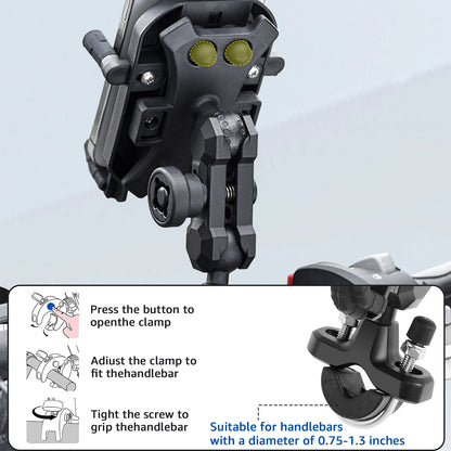 Motorcycle Phone Mount — 1s Quick-Release, Anti-Vibration