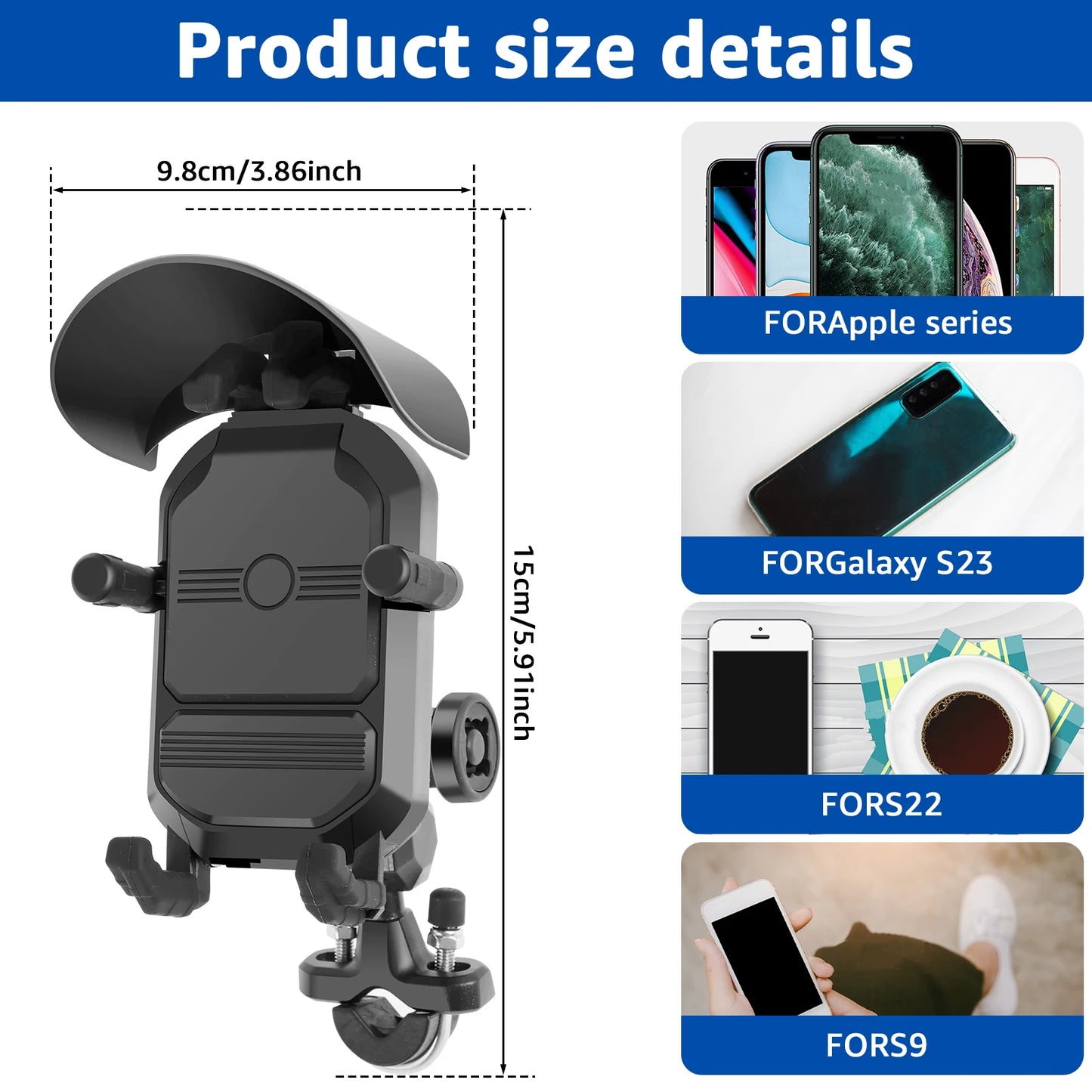 Motorcycle Phone Mount — 1s Quick-Release, Anti-Vibration